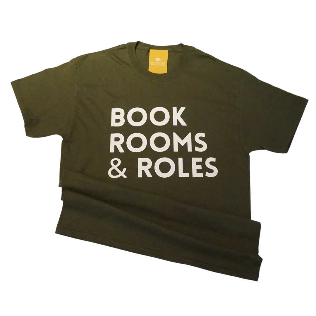 Books Rooms + Roles - Olive Green Unisex T-Shirt
