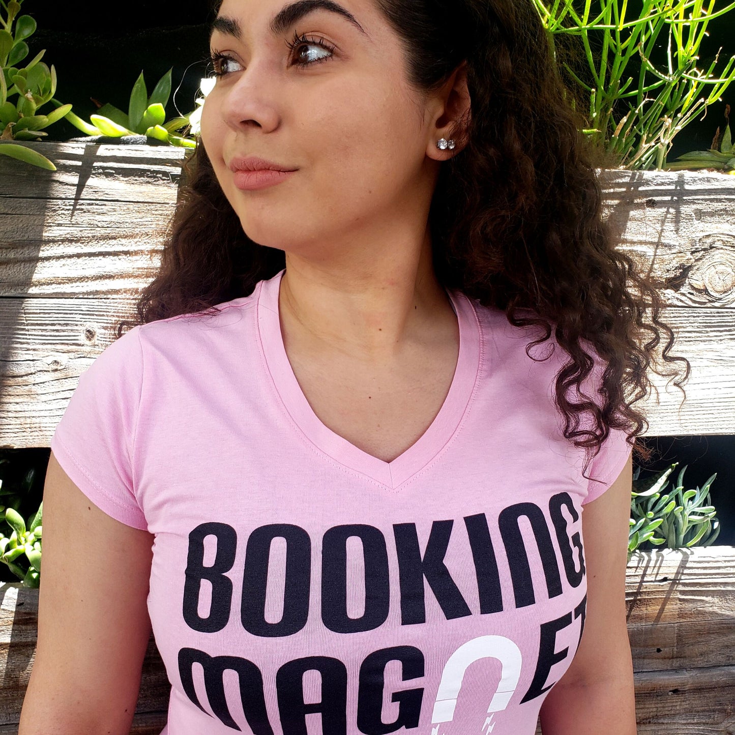 Booking Magnet - Pink Women's V-Neck