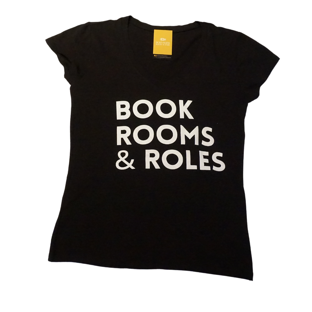 Book Rooms + Roles - Black Women's V-Neck