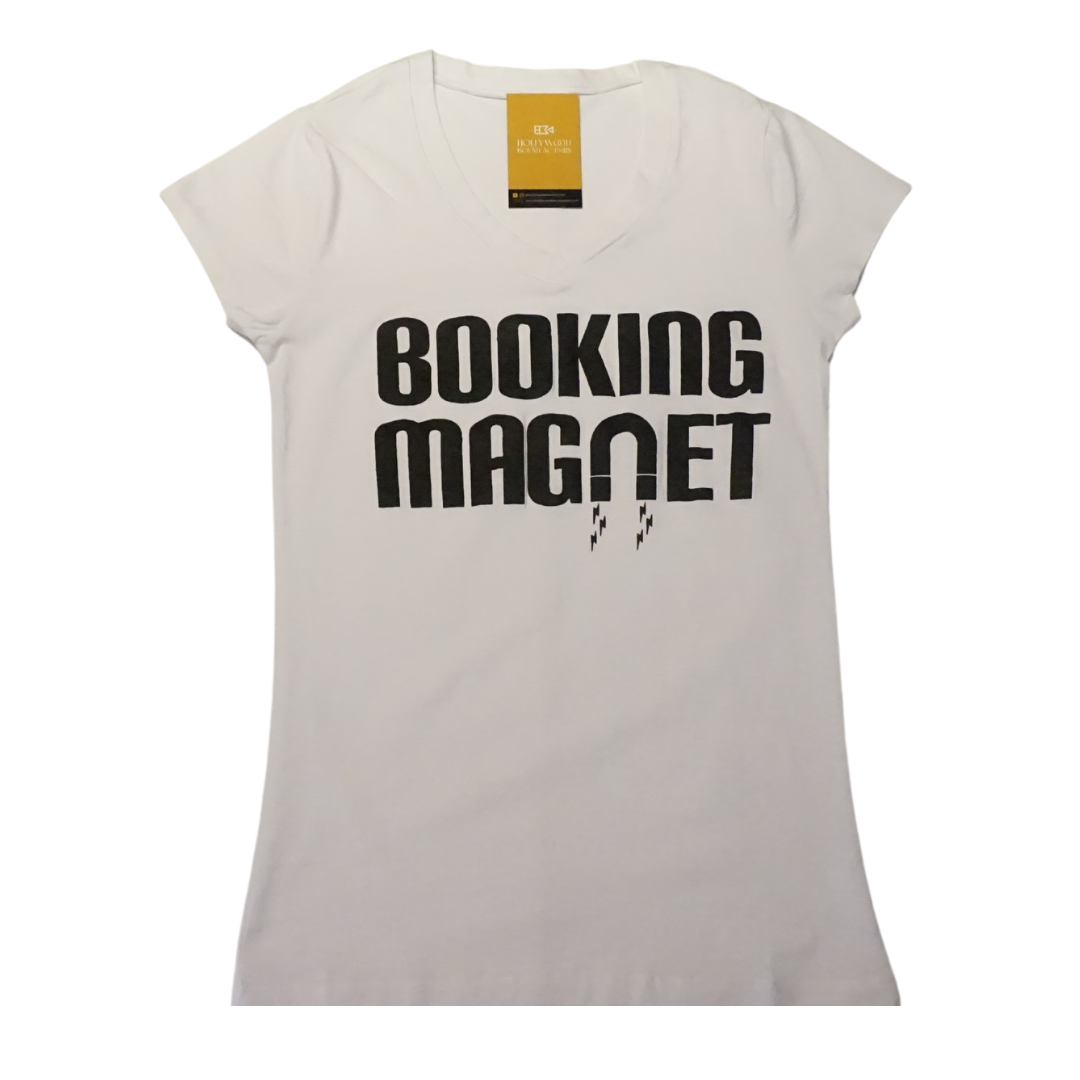 Booking Magnet - White Women's V-Neck