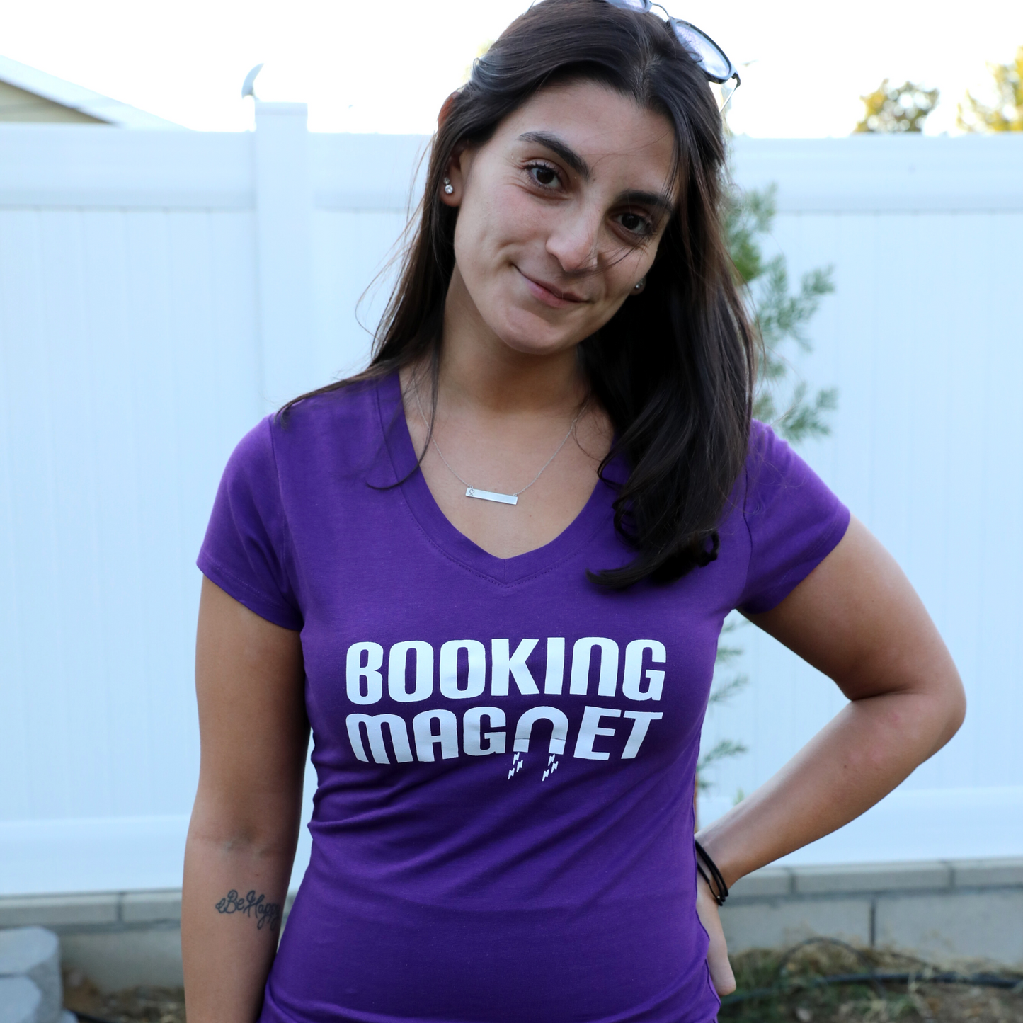 Booking Magnet - Purple Women's V-Neck