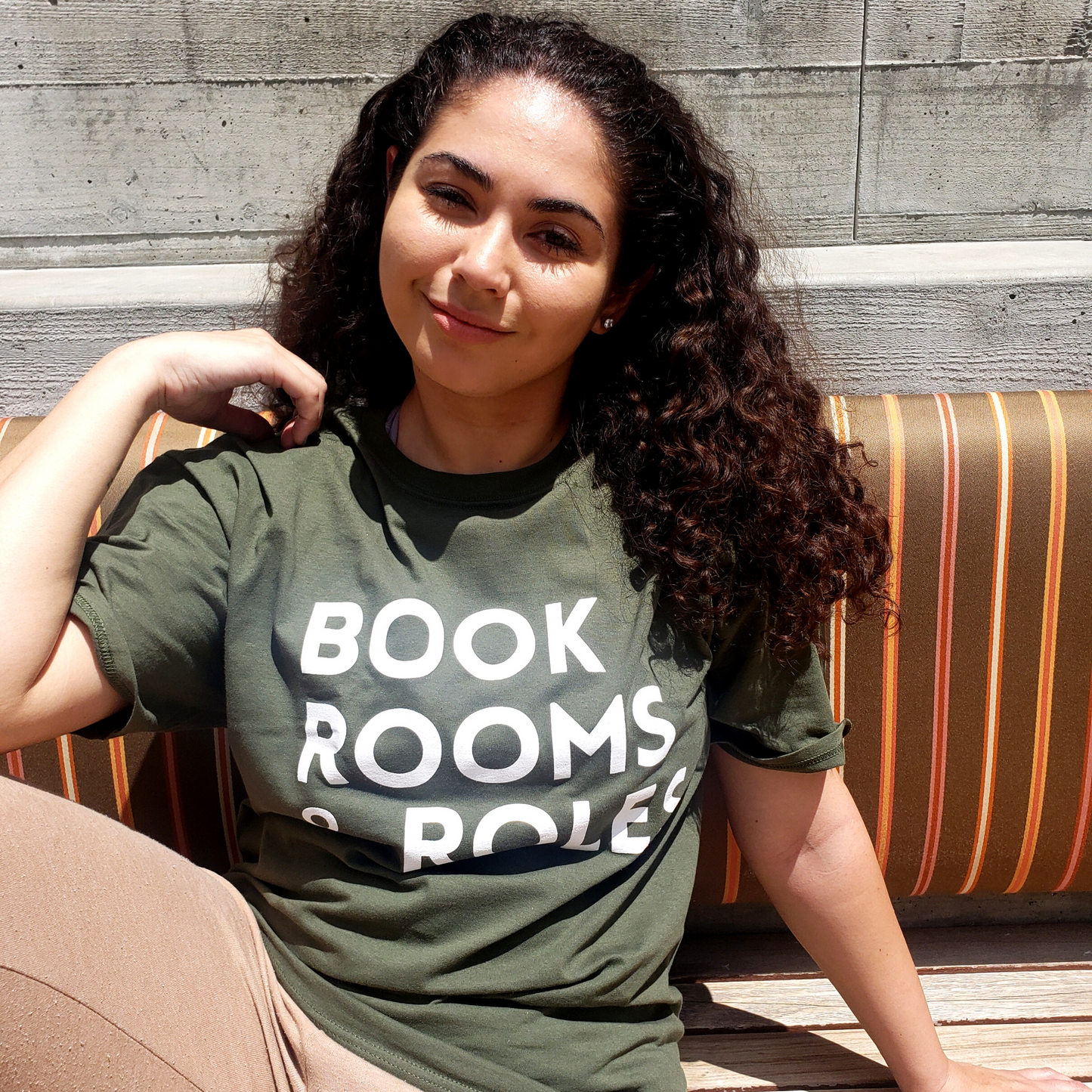 Books Rooms + Roles - Olive Green Unisex T-Shirt